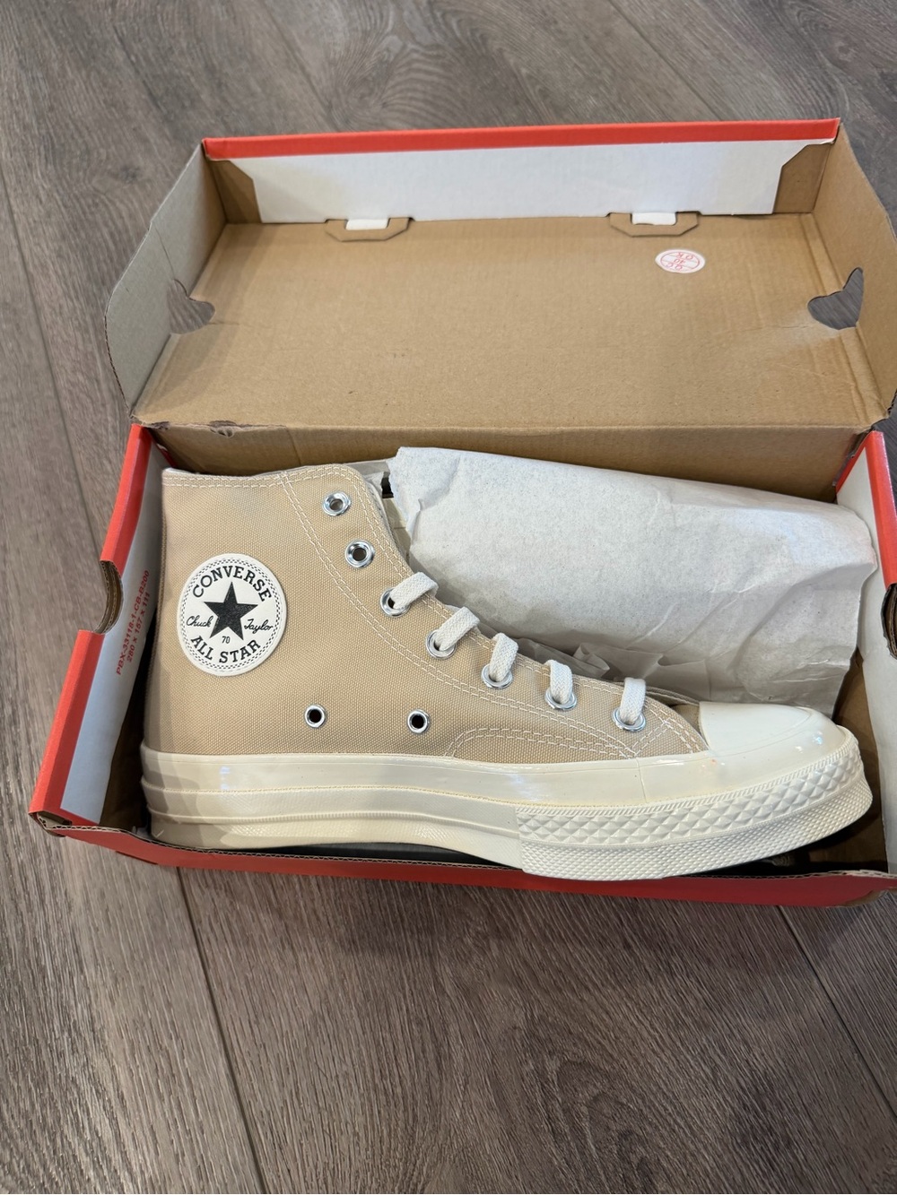 Converse High Top Sneakers in Beige and White